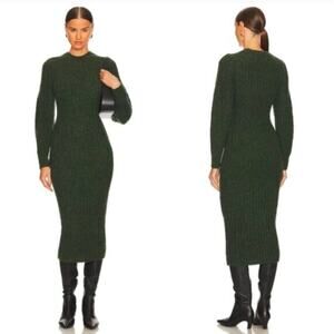 L'Academie Leda long sleeve knit green midi dress size medium